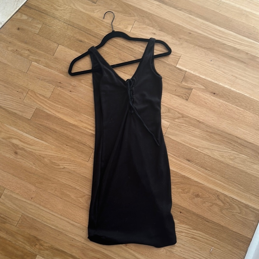 S black tie up mini dress